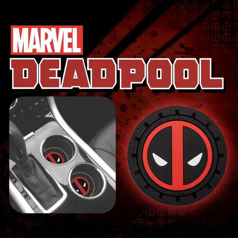 Plasticolor 001965R01 Marvel Comics Deadpool Auto Car Truck SUV Cup Holder Coaster 2-Pack - Image 4